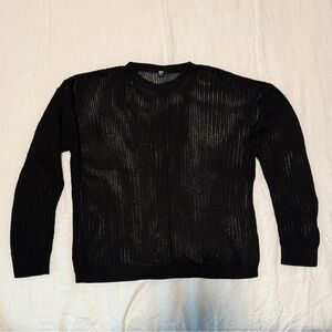 Uniqlo Black Mesh Sweater - Women's Crew Neck
